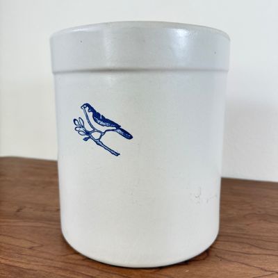 LOT 154F: Vintage Burley Pottery/Clay Cobalt Bluebird Stoneware Crock