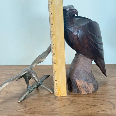 LOT 56F: Vintage Brass & Wooden Eagle Sculptures