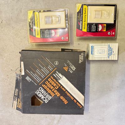 LOT 99G: Romex Brand Indoor Non-Metallic Cable & NIP Motion Sensing Switches