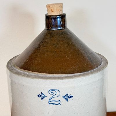 LOT 31F: Vintage 2-gallon Two-Tone Stoneware Whiskey/Moonshine Jug