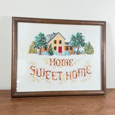 LOT 152F: Vintage Home Sweet Home Cross Stitch