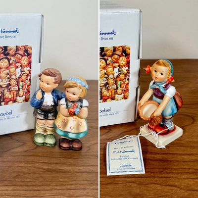 LOT 11F: Pair of Vintage Goebel Hummel Figurines w Boxes: 214/E We Congratulate & 73 Little Helper