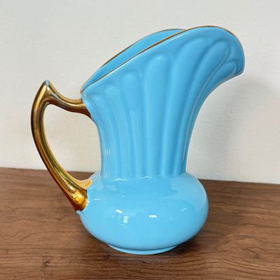 LOT 15F: Vintage Pottery Collection: Pearl China Co Hand Decorated 22kt Gold Mid-Century Pitcher, MCM Royal Haeger USA Yellow Bud Vase...
