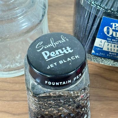 LOT 133F: Vintage Ink Wells, Jars of Ink & Fountain Pen