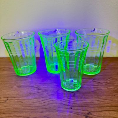 LOT 128F: Four Vintage Uranium Glasses