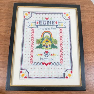 LOT 153F: Vintage Home is Where the Heart Is Crafted Wall Art