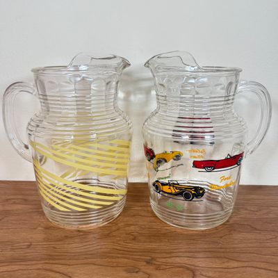 LOT 64F: Pair of Vintage Glass Pitchers