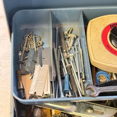 LOT 105G: Vintage Watertite Metal Toolbox w Contents