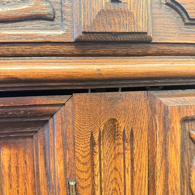 LOT 19F: 1920s/30s English Jacobean Revival/Tudor Style Carved Oak Sideboard/Buffet