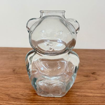 LOT 13F: Vintage Anchor Hocking Glass Bear Coin Bank & MCM Pink Elephant Planter