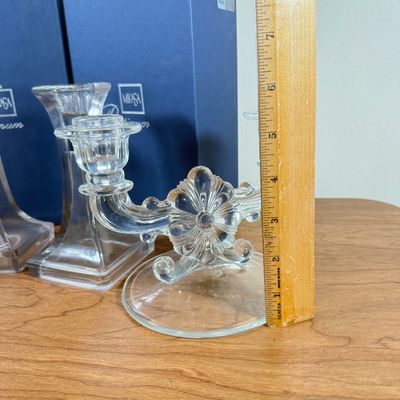 LOT 155F: Three Pairs of Glass & Crystal Candlesticks