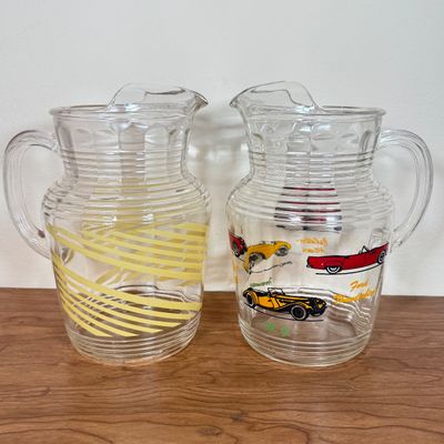 LOT 64F: Pair of Vintage Glass Pitchers