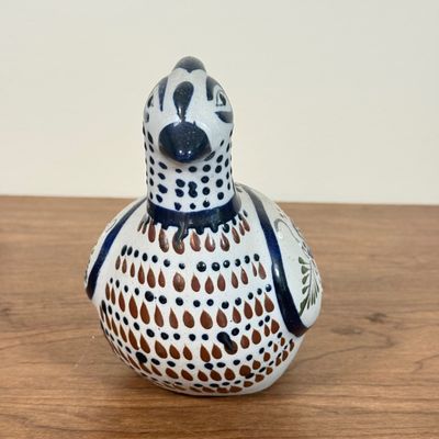 LOT 22F: Vintage Folk Art Pieces: Tolalá, Mexico Signed Pottery Bird & Hand Carved Wooden Horse
