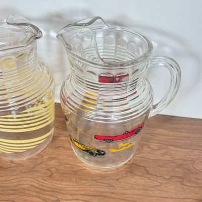 LOT 64F: Pair of Vintage Glass Pitchers