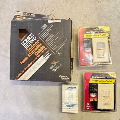 LOT 99G: Romex Brand Indoor Non-Metallic Cable & NIP Motion Sensing Switches