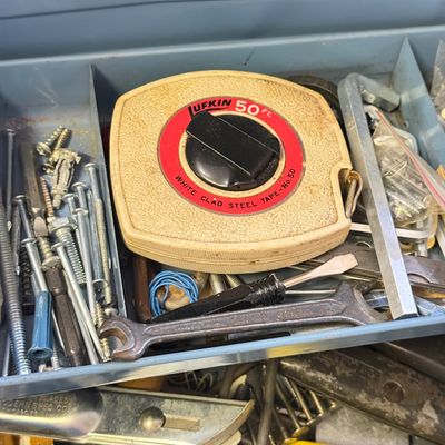 LOT 105G: Vintage Watertite Metal Toolbox w Contents