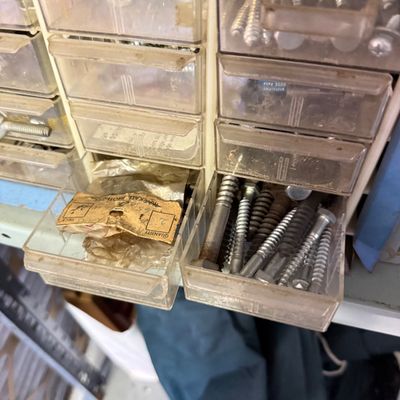 LOT 85G: Vintage Hardware Container w Hardware Contents