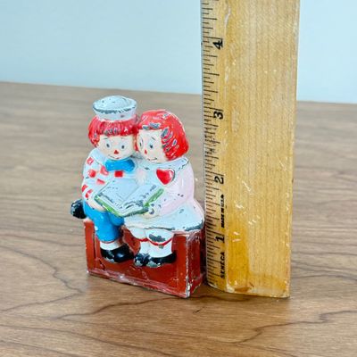 LOT 166F: Vintage Painted Cast Iron Mini Raggedy Ann & Andy