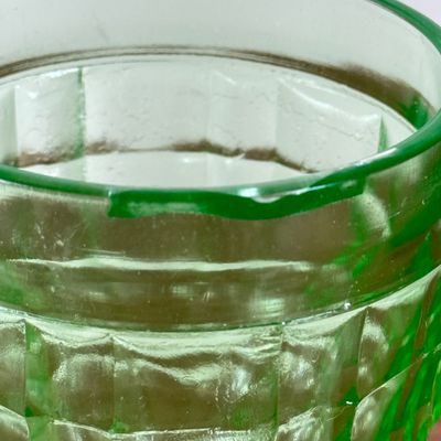 LOT 130F: Vintage Hand Blown Uranium Glass Jar & Goblet