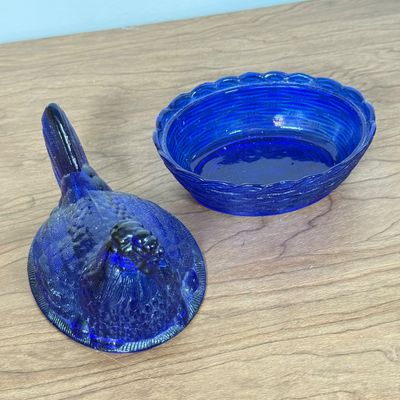 LOT 33F: Vintage Cobalt Blue Hen on a Nest (5.5")
