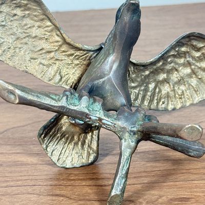 LOT 56F: Vintage Brass & Wooden Eagle Sculptures