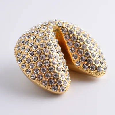 Gold-Tone Fortune Cookie Trinket Box