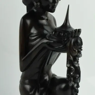 Signed Vintage Carved Ebony Thai Maiden Figure