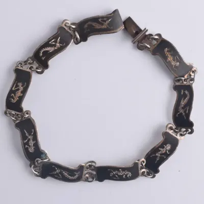 Vintage Thai Sterling Silver Panel Bracelet