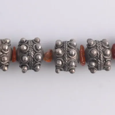 Silver Textured Beaded Bracelet