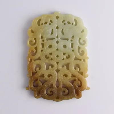 Very Fine Chinese Intricate Green Jadeite Carving