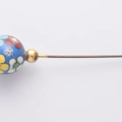 Chinese Cloisonne Enamel Floral Stick Pin