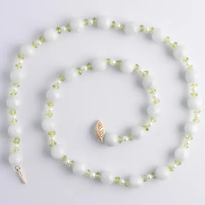 14K Yellow Gold Jadeite Beaded Necklace