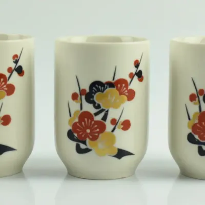 Japanese Vintage Floral Sake Cup Trio