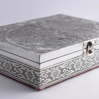 Ornate East Asian Metal Jewelry Box