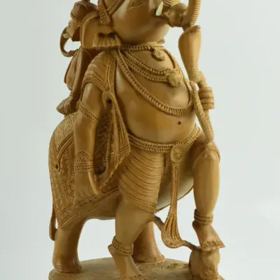 Vintage Indian Carved Wooden Elephant Figure