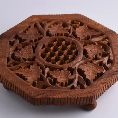 Vintage Carved Wooden Indian Trivet