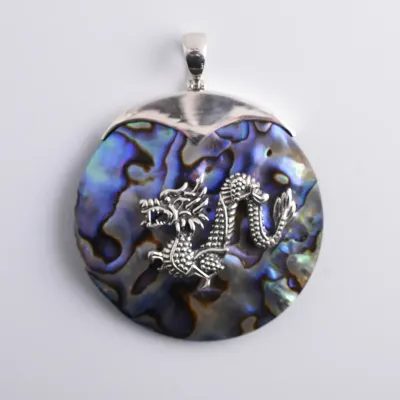 Abalone Sterling Silver Dragon Pendant