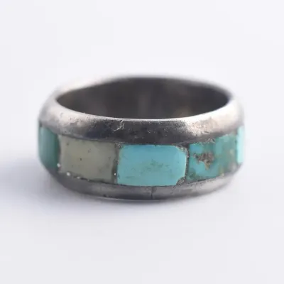 Turquoise Inlay Silver Band Ring
