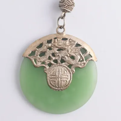 Green Ornate Chinese Dragon Necklace