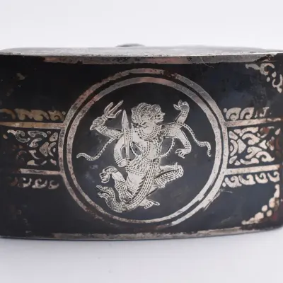 Vintage Thai Sterling Silver Etched Belt Buckle