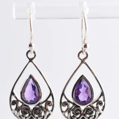 Amethyst Sterling Silver Dangle Earrings