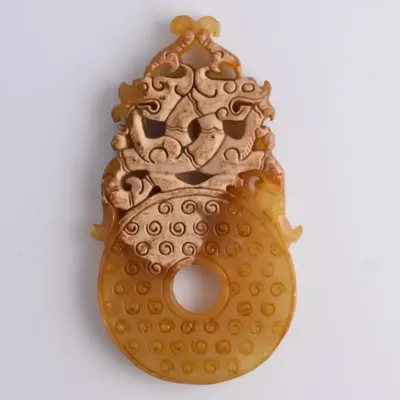 Chinese Jade Archaistic Amulet Carving