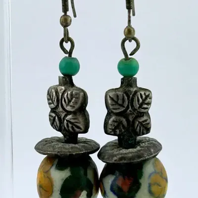 Painted Bead Dangle Earrings