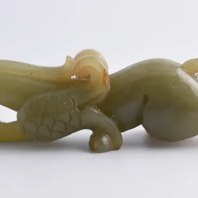 Fine Chinese Carved Green Jade Dragon