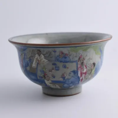 Vintage East Asian Figural Porcelain Bowl
