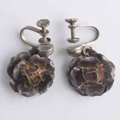 Sterling Silver Floral Dangle Earrings