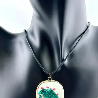 Pottery Shard Pendant Cord Necklace