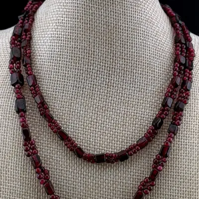 Rhodolite Garnet Beaded Necklace 