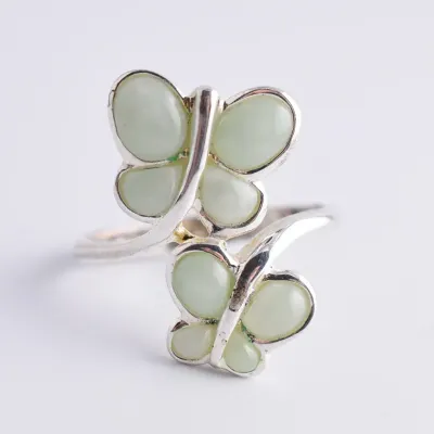 Jadeite Sterling Silver Butterfly Wrap Ring