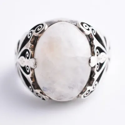 Moonstone Cabochon Sterling Silver Ring